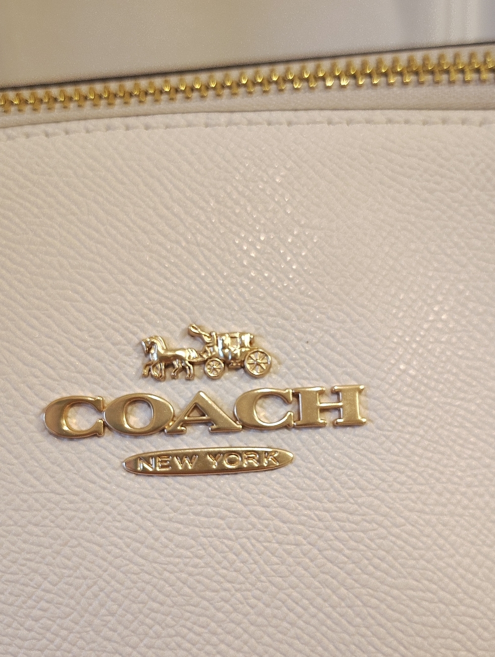 Coach Cream Gallery Leather Tote with Gold Logo - Picture 8 of 11